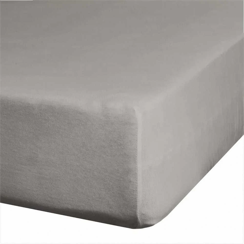 Eurofirany Trikotažinė paklodė su guma 240x220 cm, sidabrinė, aukštiems čiužiniams 30 cm, minkšta medvilninė trikotažinė paklodė, elastinga paklodė Paklodė