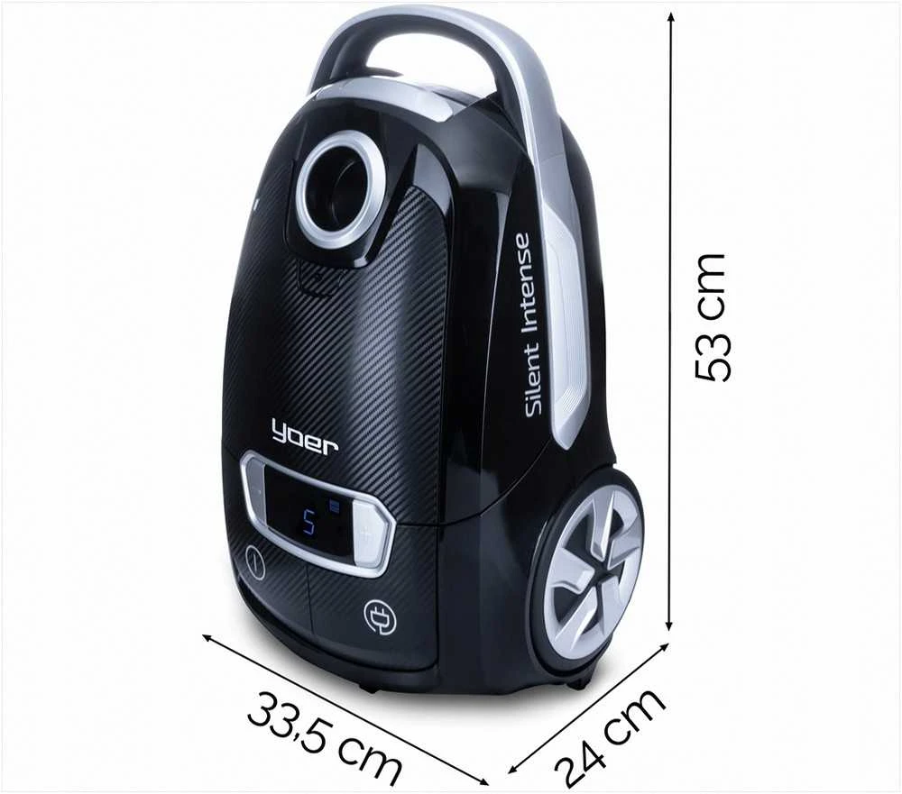 Tylus dulkių siurblys su maišeliu, HEPA filtru ir 6 priedais, žemas triukšmo lygis, 5 lygių galia, išmanus galios pasirinkimas, valdymas rankenoje, galingas namų valymas