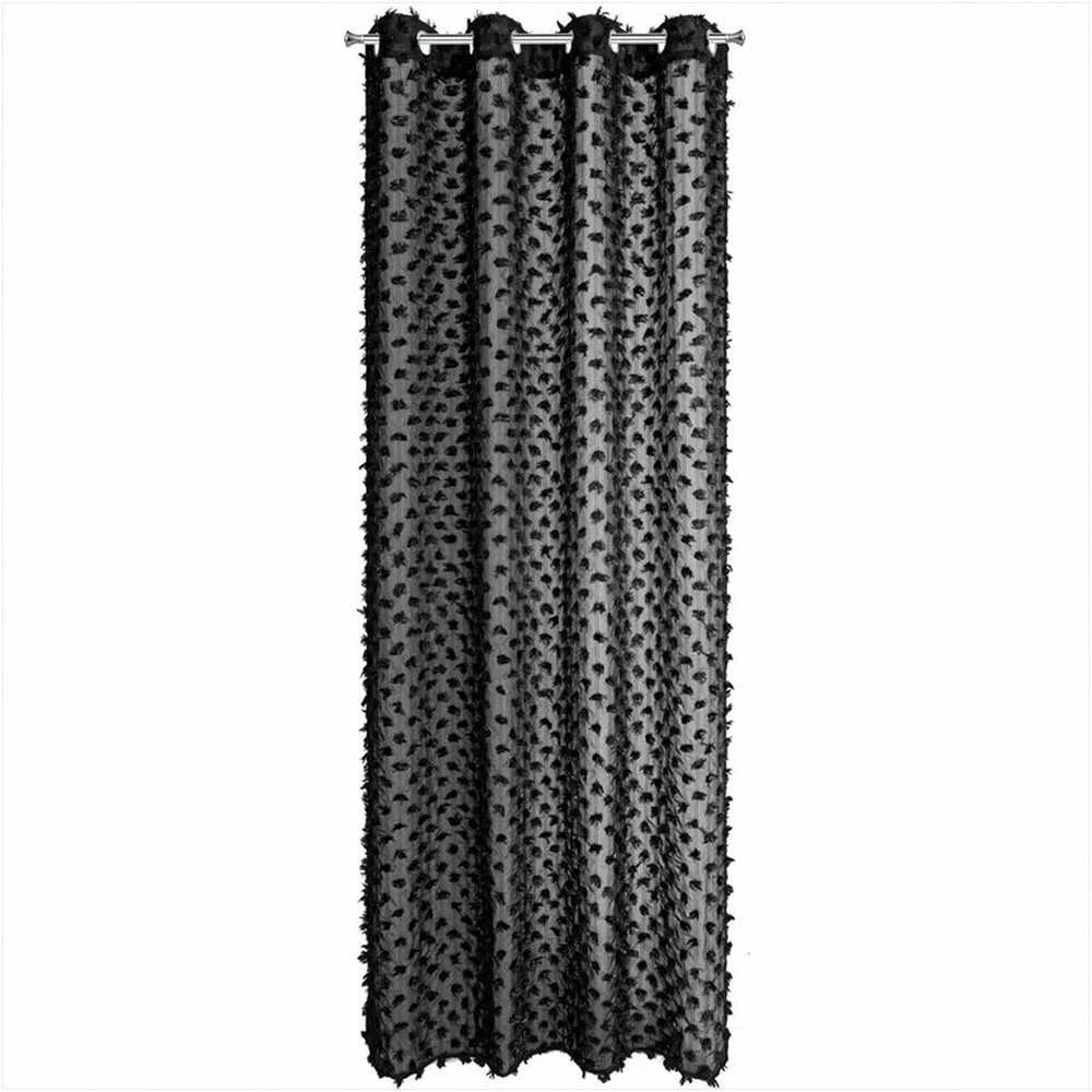 Eurofirany Užuolaida, 135x250 cm, su pomponais, paruoštos žiedinės užuolaidos, modernus langų dekoras, elegantiškas kambario interjeras