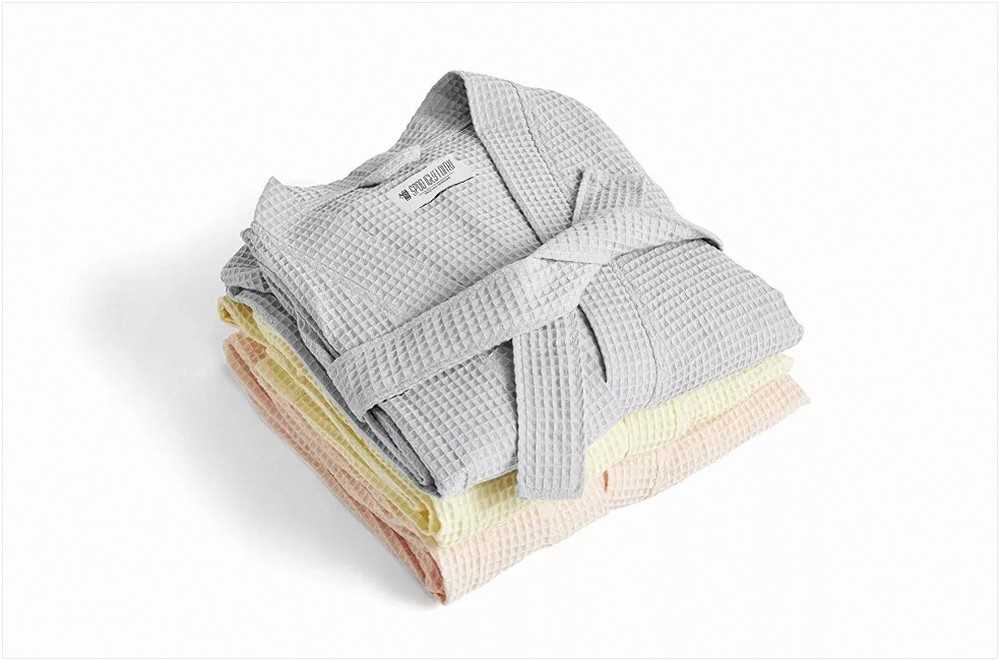 Vaflinis medvilninis chalatas, garstyčių spalvos, lengvas chalatas, SPA ir sveikatingumo chalatas, unisex medvilninis kimono, vonios chalatas