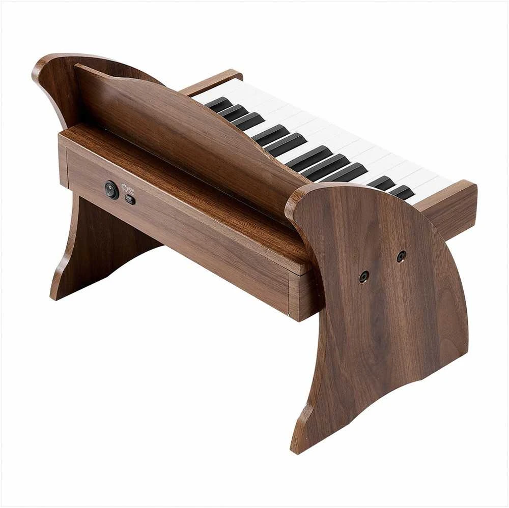 VEVOR Vaikiška medinė pianino klaviatūra, edukacinis muzikinis žaislas, 25 klavišai riešutmedžio, vaikiškas medinis pianinas, mini skaitmeninis pianinas vaikams