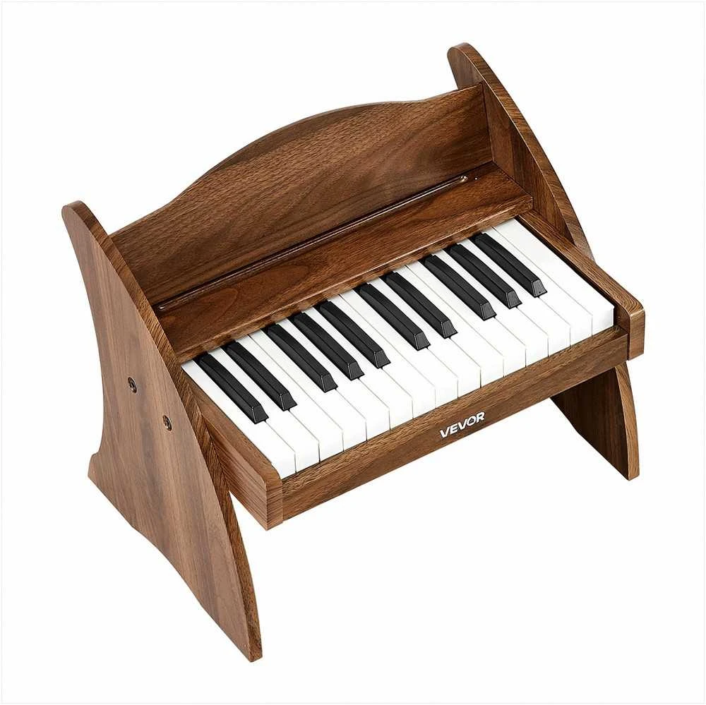 VEVOR Vaikiška medinė pianino klaviatūra, edukacinis muzikinis žaislas, 25 klavišai riešutmedžio, vaikiškas medinis pianinas, mini skaitmeninis pianinas vaikams