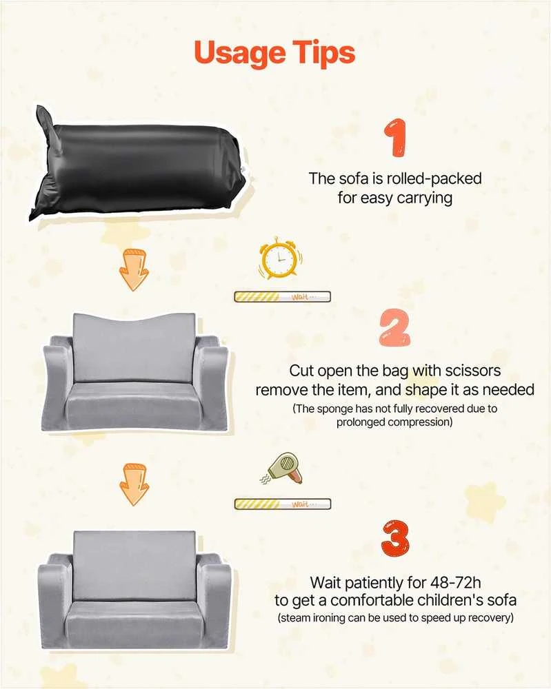 Vaikiška sulankstoma sofa žaidimams ir poilsiui, ypač plati sėdynė, minkšti porankiai, transformuojama sofa mažiems vaikams, vaikiškas poilsio krėslas
