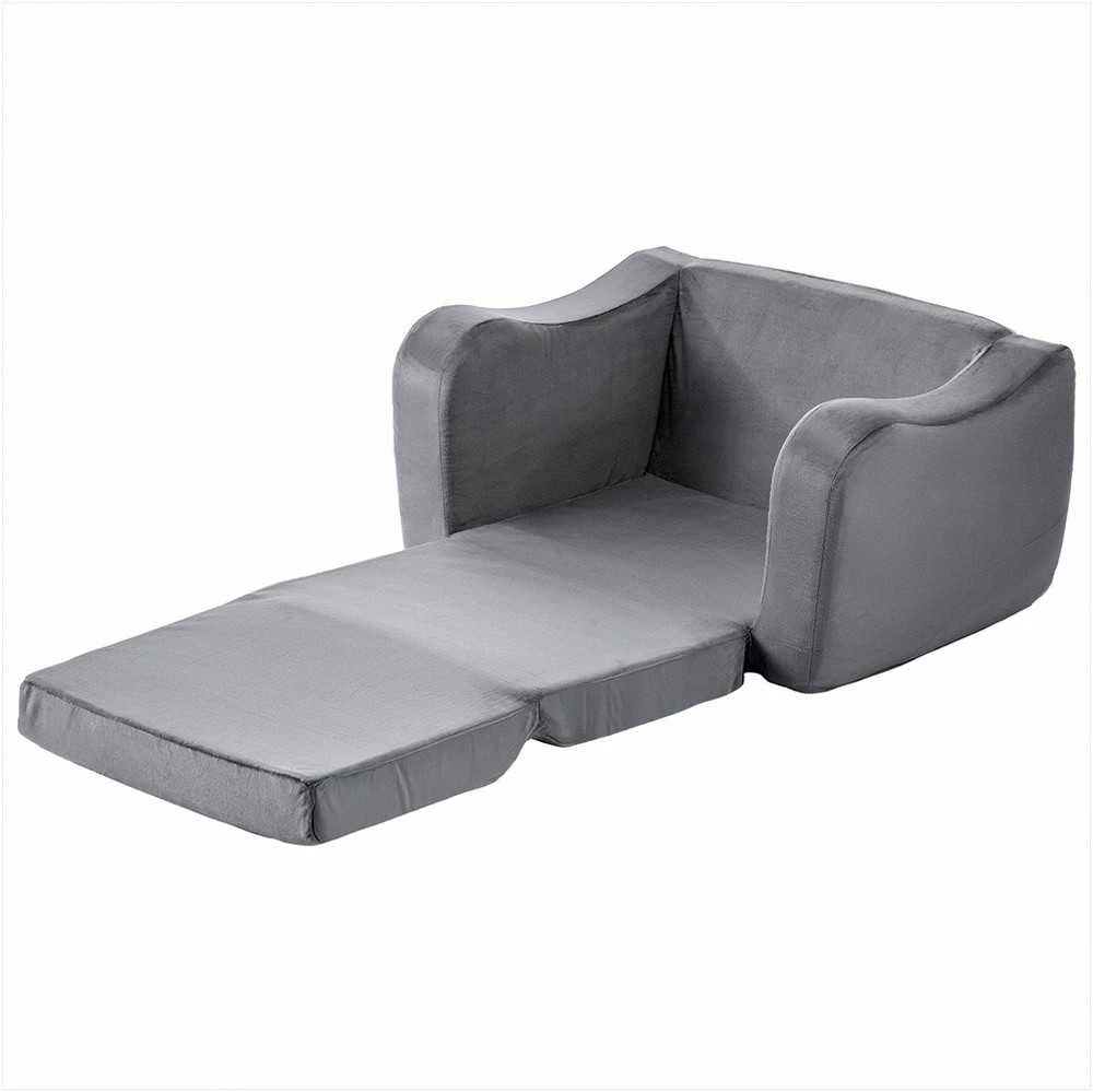Vaikiška sulankstoma sofa žaidimams ir poilsiui, ypač plati sėdynė, minkšti porankiai, transformuojama sofa mažiems vaikams, vaikiškas poilsio krėslas