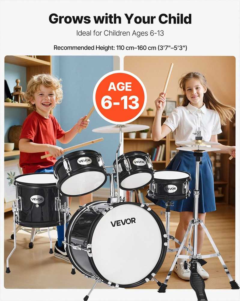 VEVOR Vaikų būgnų rinkinys su 14 cm bosiniu būgnu