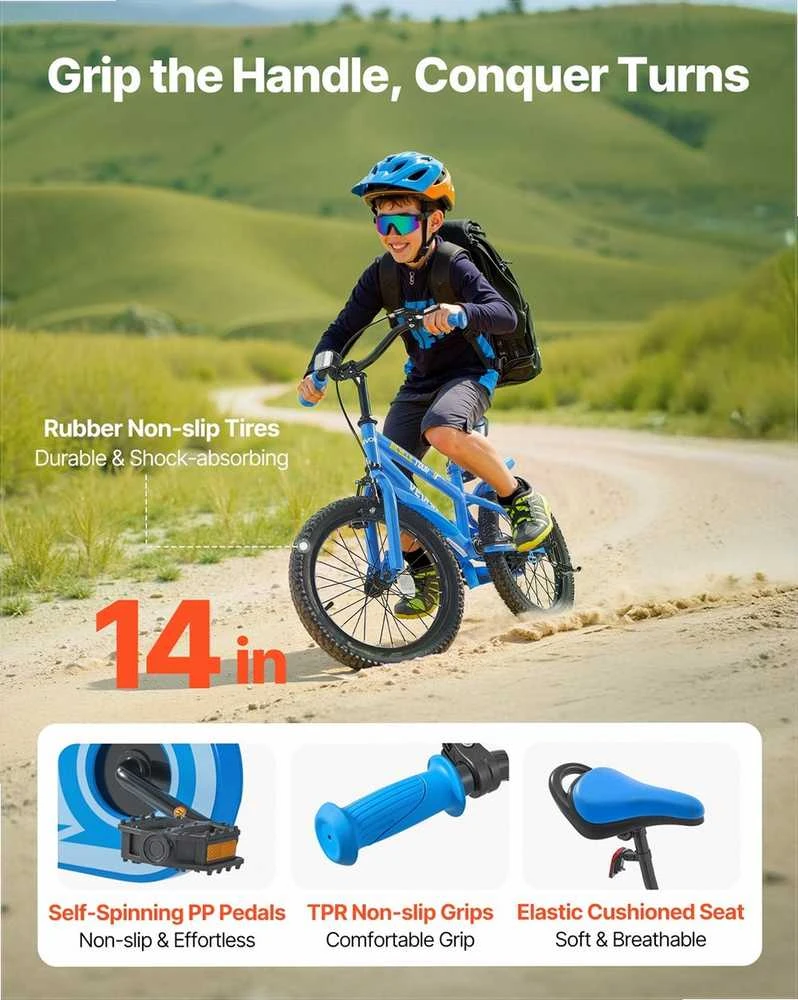 VEVOR Vaikiškas 35,56 cm BMX dviratis 3-6 metų vaikams