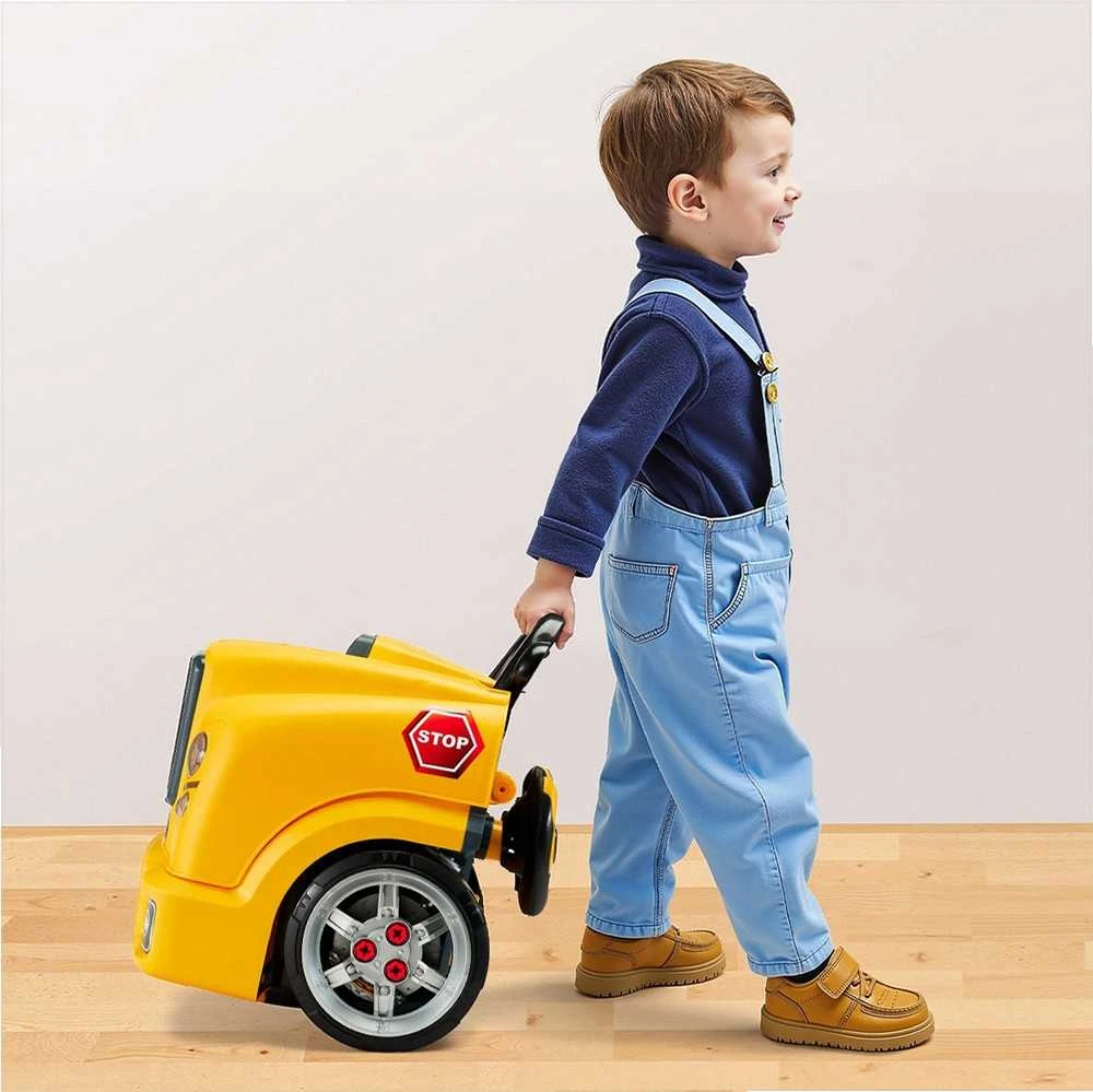 Vaikiškas mechaniko automobilio remonto rinkinys mažyliams, geltonas 60 dalių variklio žaislas su šviesomis ir garsais, mechaniko dirbtuvių žaislas, variklio remonto žaidimų rinkinys, edukacinis automobilio remonto rinkinys