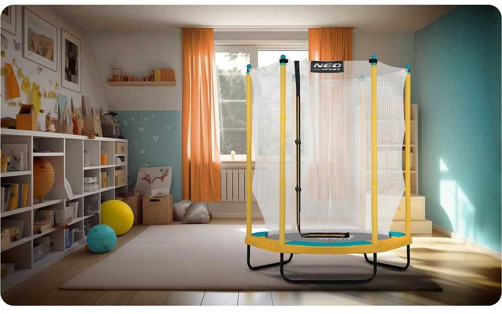 Vaikiškas sodo trampolinas 140 cm, su apsauginiu tinklu, lauko trampolinas vaikams, mažas trampolinas, šokinėjimo trampolinas