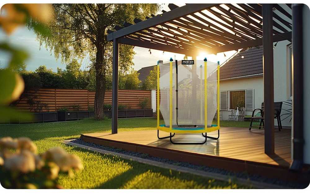 Vaikiškas sodo trampolinas 140 cm, su apsauginiu tinklu, lauko trampolinas vaikams, mažas trampolinas, šokinėjimo trampolinas