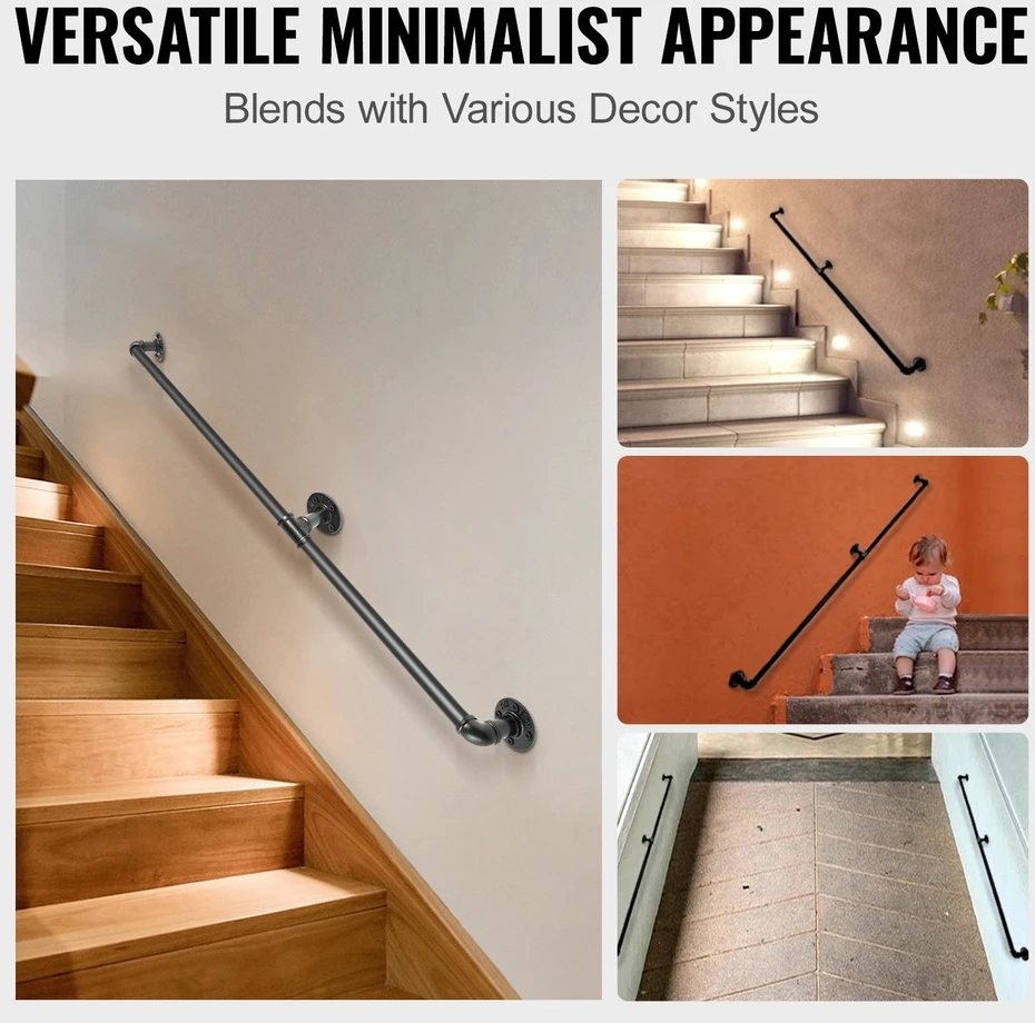 VEVOR Plieninis vamzdinis turėklas laiptams 4FT