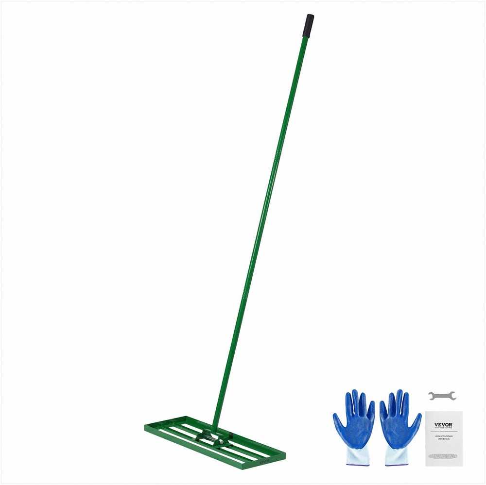 Vejos lyginimo grėblys sodui ir golfui, tvirta plieninė plokštė, pailginta rankena, 76.2 × 25.4 cm vejos lygintuvas, sodo dirvos lyginimo įrankis