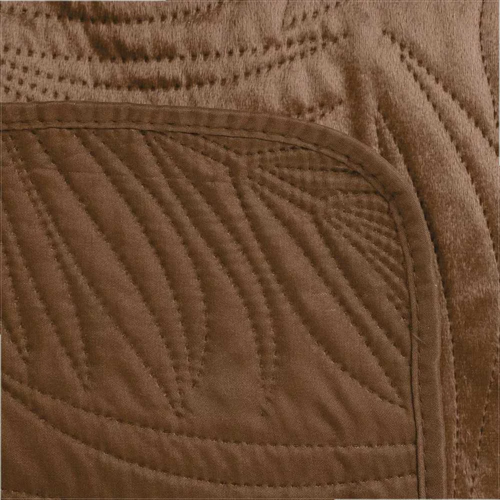 Eurofirany DESIGN 91 LUIZ / 4 Aksominė lovatiesė, dygsniuota karšto spaudimo būdu su palmių lapų raštu, 220X240 cm, spalva: plytų Lovatiesė