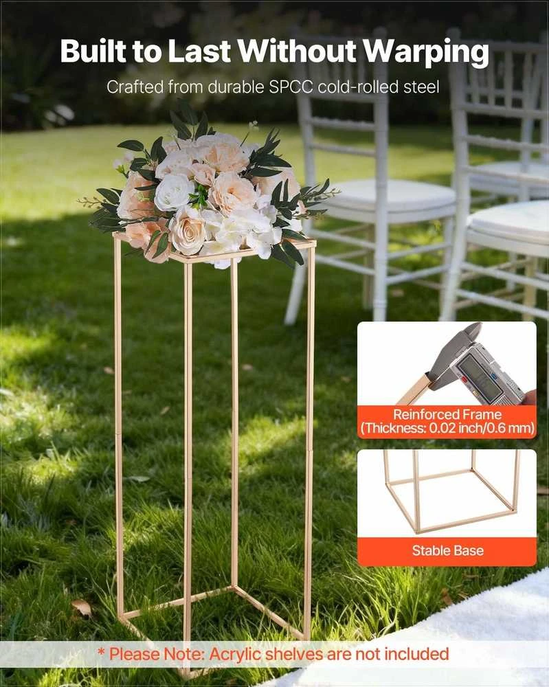 VEVOR Gėlių stovas vestuvėms, 10 vnt., 80 cm, aukso