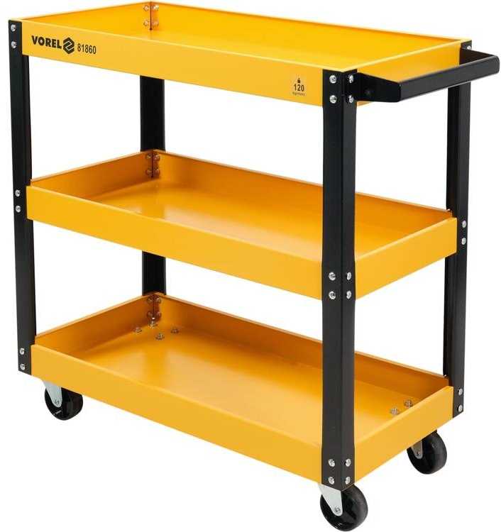 Vežimėlis įrankiams 3 lentynos, plieno, 120kg, metalinis, mobilus įrankių vežimėlis