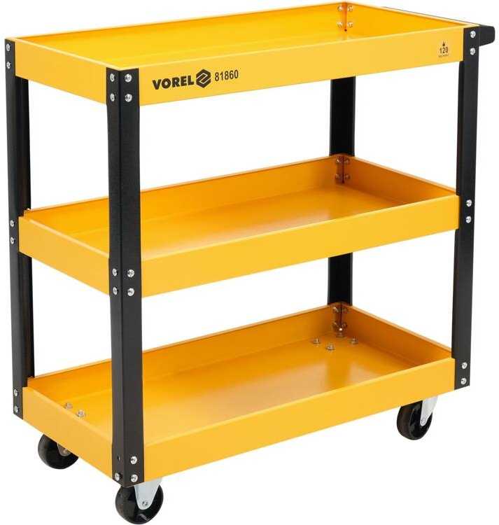 Vežimėlis įrankiams 3 lentynos, plieno, 120kg, metalinis, mobilus įrankių vežimėlis