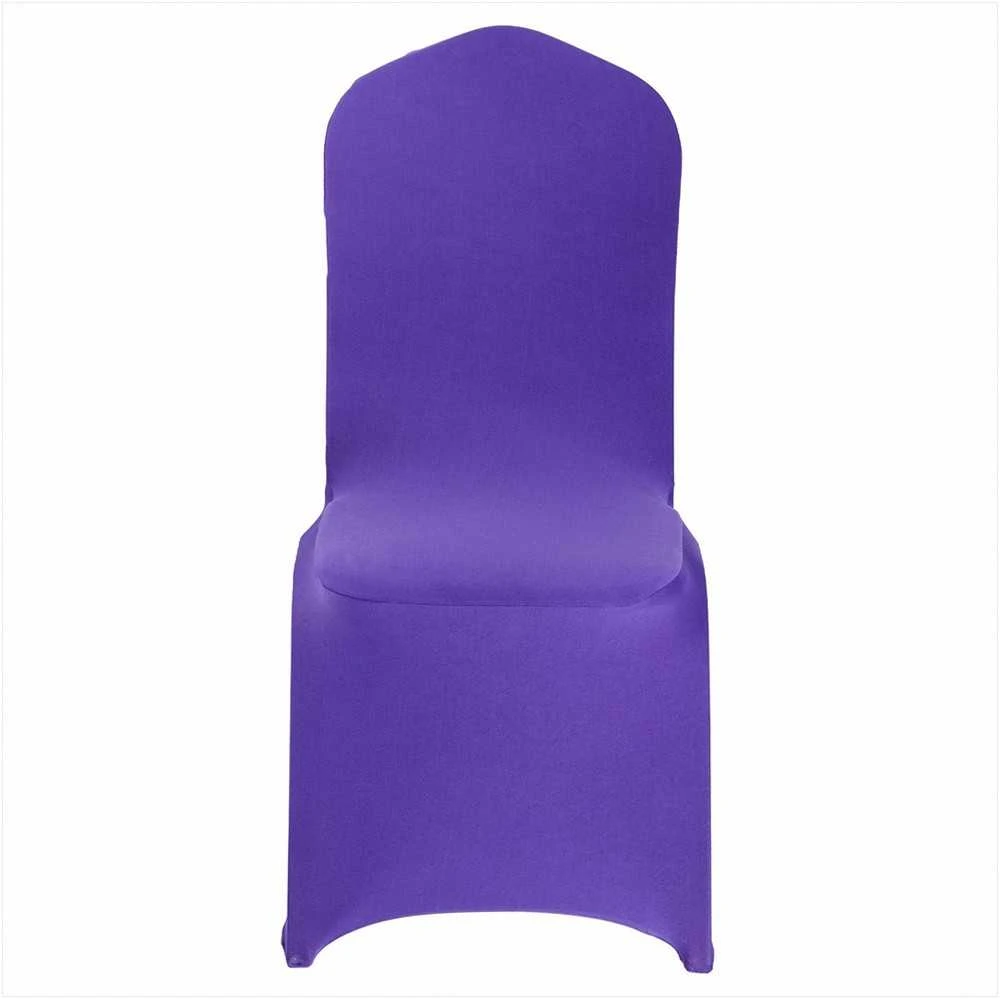 Violetiniai kėdžių užvalkalai vestuvėms ir renginiams, elastiniai spandekso banketiniai užvalkalai, pilnai kojas dengiantis dizainas, daugkartinio naudojimo kėdžių apsaugos vakarėliams