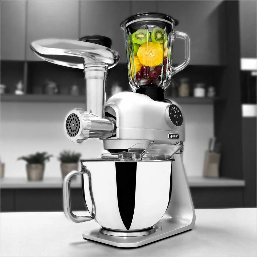 Virtuvinis kombainas Planetinis virtuvės kombainas 2200W, daugiafunkcis maisto smulkintuvas su 7 greičiais, 5.5L dubuo, 39 priedai, planetinis mikseris, virtuvės robotas 2200W, tešlos minkytuvas