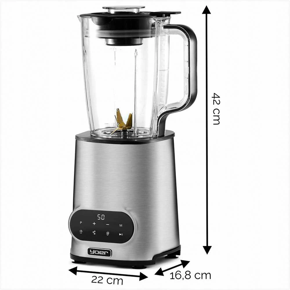 Vitalio Automatinis trintuvas 2.4L 2200W kokteiliams ir sultims, titano ašmenys, tritano ąsotis, nerūdijančio plieno korpusas, didelės galios blenderis, 2.4 litrų virtuvinis kombainas