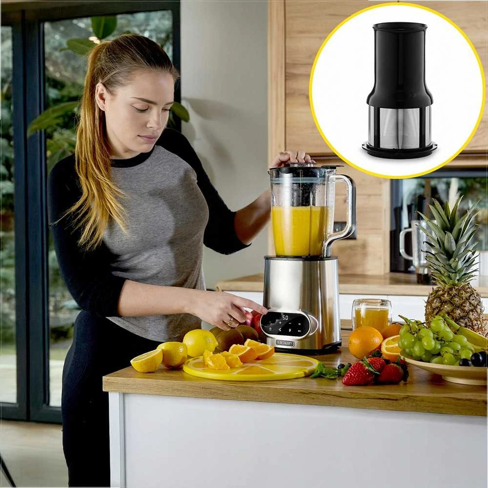 Vitalio Automatinis trintuvas 2.4L 2200W kokteiliams ir sultims, titano ašmenys, tritano ąsotis, nerūdijančio plieno korpusas, didelės galios blenderis, 2.4 litrų virtuvinis kombainas