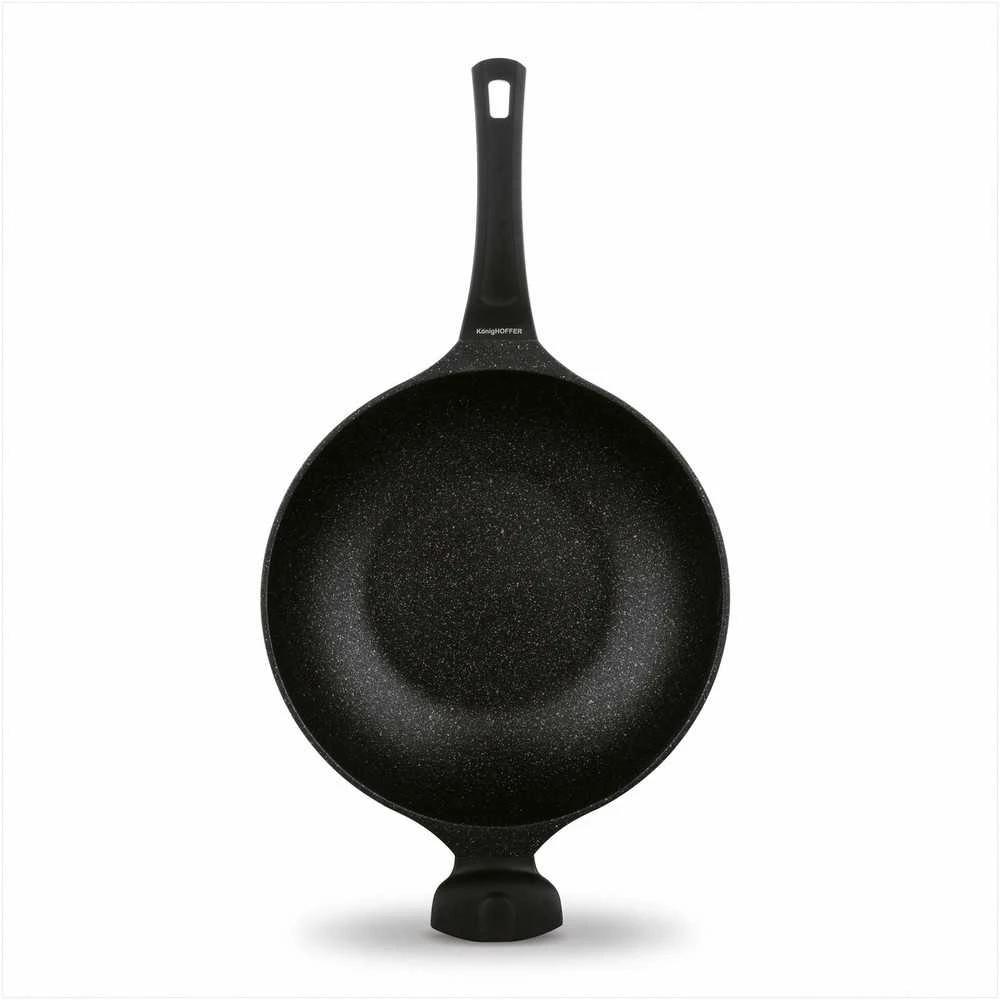 Wok keptuvė marmuro stiliaus indukcinei viryklei, 30 cm neprisvylanti akmens danga, sveikas kepimas su mažai riebalų, 4.5 l talpa, gili azijietiška keptuvė nepridegančiu paviršiumi