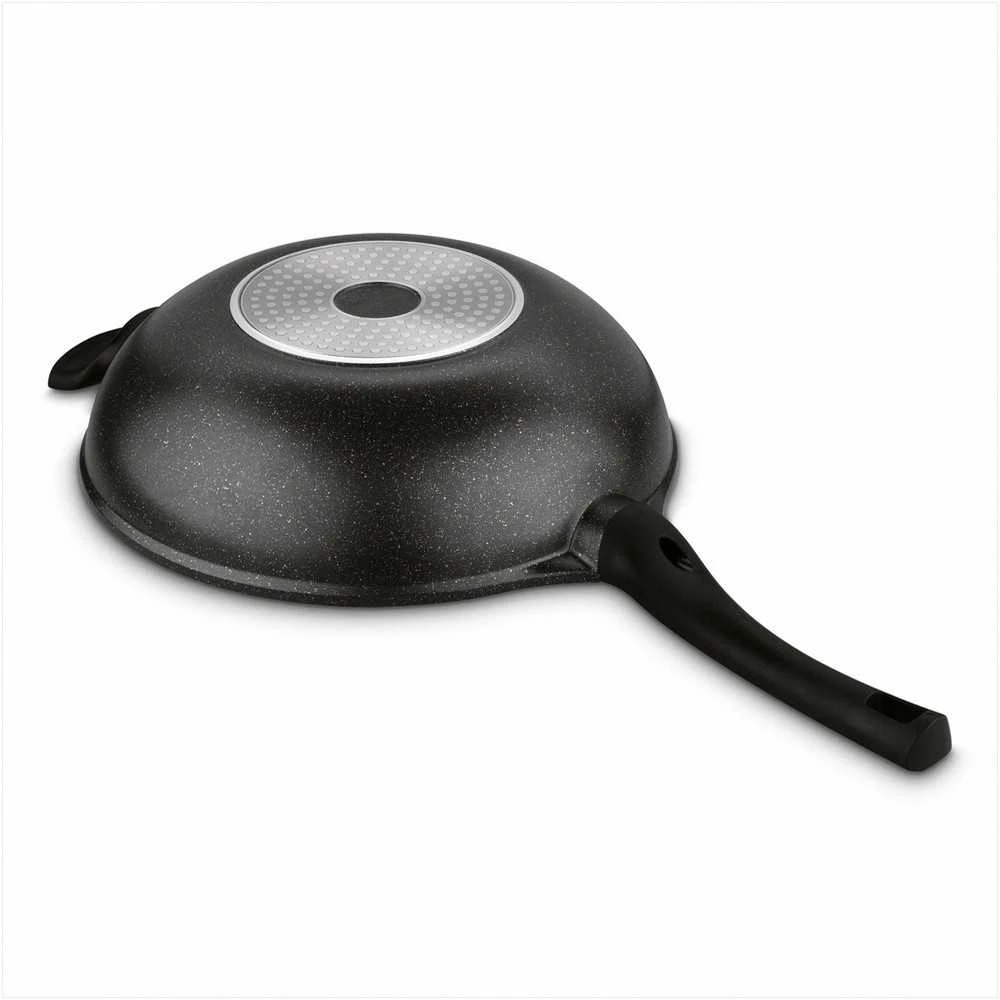 Wok keptuvė marmuro stiliaus indukcinei viryklei, 30 cm neprisvylanti akmens danga, sveikas kepimas su mažai riebalų, 4.5 l talpa, gili azijietiška keptuvė nepridegančiu paviršiumi