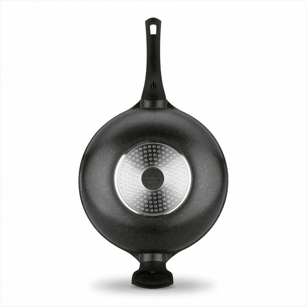 Wok keptuvė marmuro stiliaus indukcinei viryklei, 30 cm neprisvylanti akmens danga, sveikas kepimas su mažai riebalų, 4.5 l talpa, gili azijietiška keptuvė nepridegančiu paviršiumi