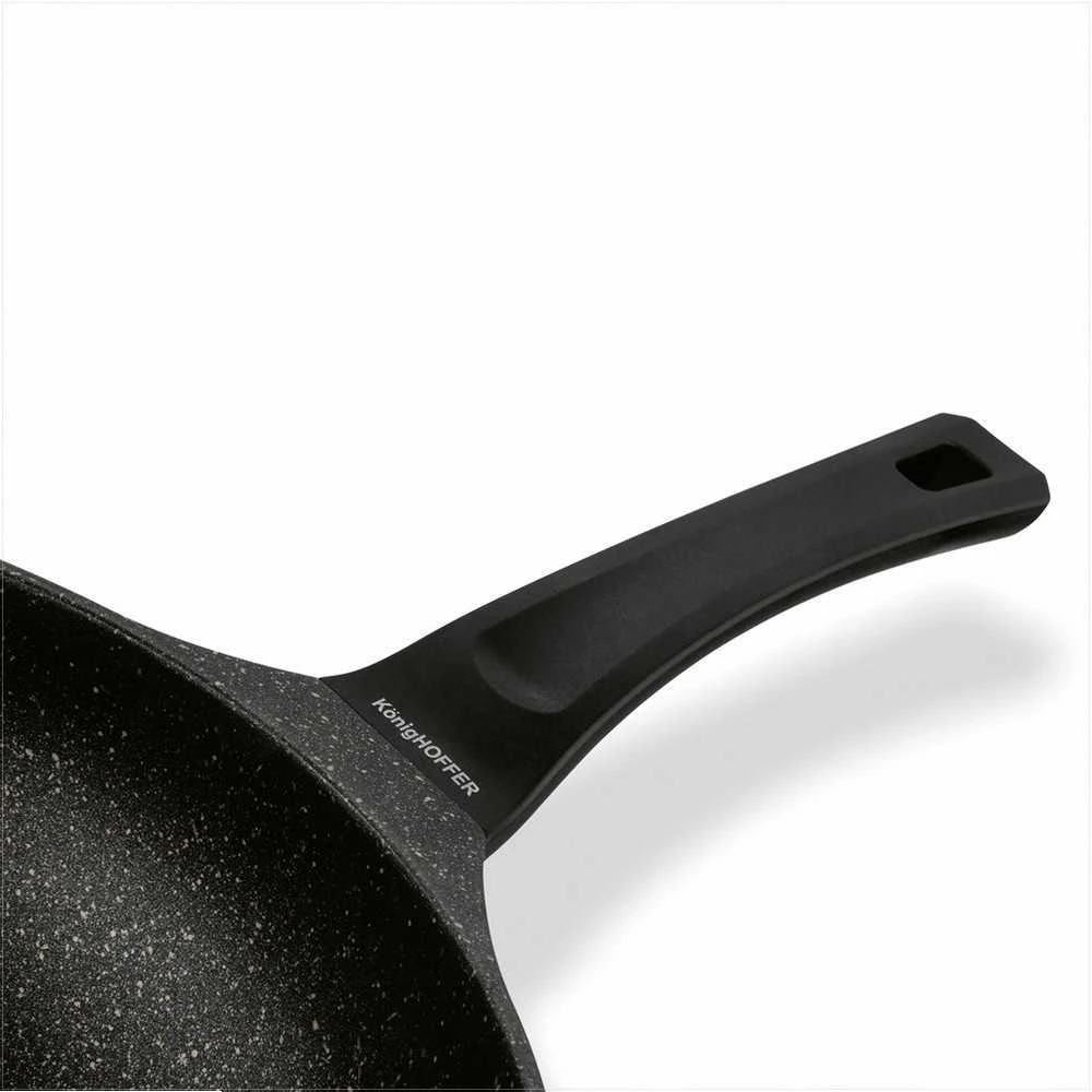 Wok keptuvė marmuro stiliaus indukcinei viryklei, 30 cm neprisvylanti akmens danga, sveikas kepimas su mažai riebalų, 4.5 l talpa, gili azijietiška keptuvė nepridegančiu paviršiumi