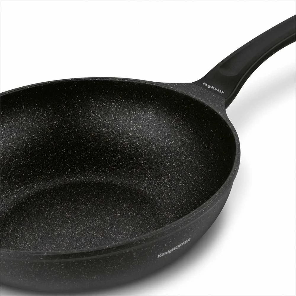 Wok keptuvė marmuro stiliaus indukcinei viryklei, 30 cm neprisvylanti akmens danga, sveikas kepimas su mažai riebalų, 4.5 l talpa, gili azijietiška keptuvė nepridegančiu paviršiumi