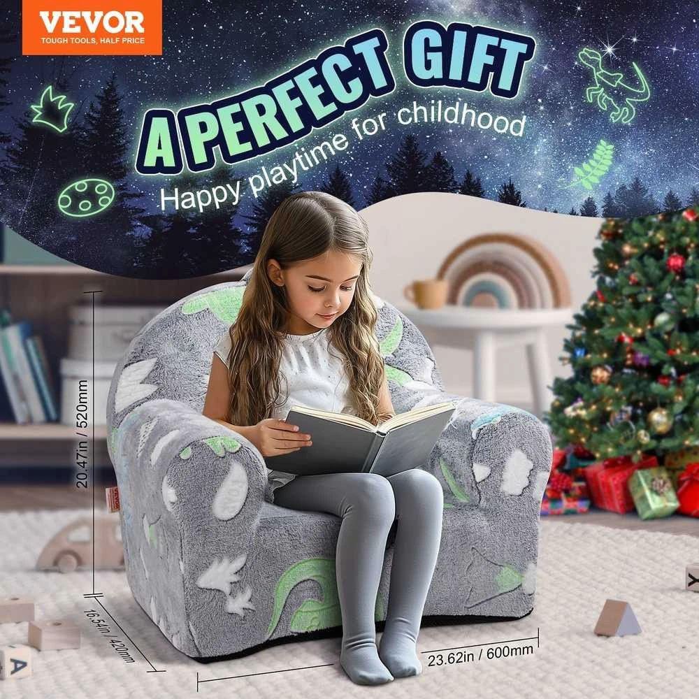 VEVOR Žavinga vaikiška sofa, šviečianti tamsoje, minkštas avikailis, lengvas dizainas