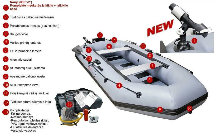 Pro Marine Irklinė pripučiama valtis ProMarine IBP300, Ilgis 300cm, spalva pilka
