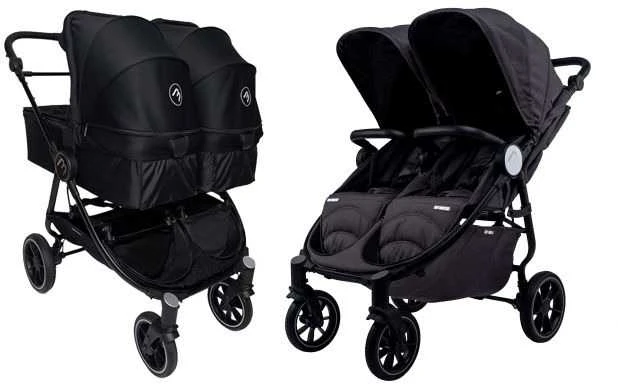 Baby Monsters Dvigubas 4 pilnų dėžių vežimėlio komplektas – juodas