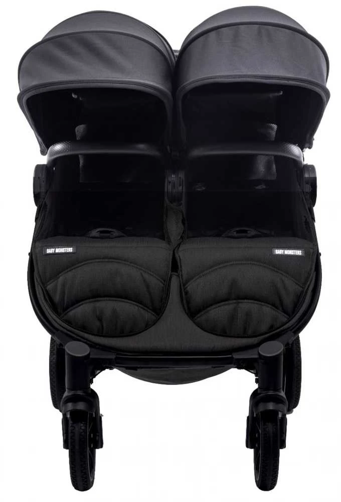 Baby Monsters „Easy Twin 4“ dviejų vietų vežimėlis – juodas