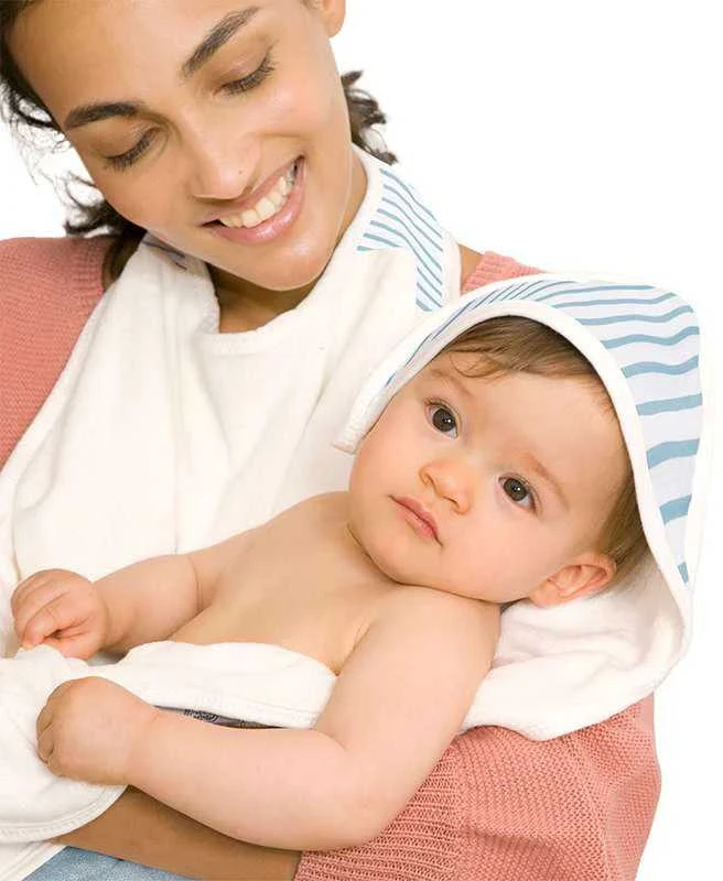 Babytolove Bambukinis kūdikio rankšluostis - mėlynos juostelės