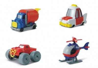 Disney Samochodziki Motorama „Auto Disney“ 1:64 skalėje - sunkvežimis, „MickeyB“, taksi, sraigtasparnis (1 vnt.)