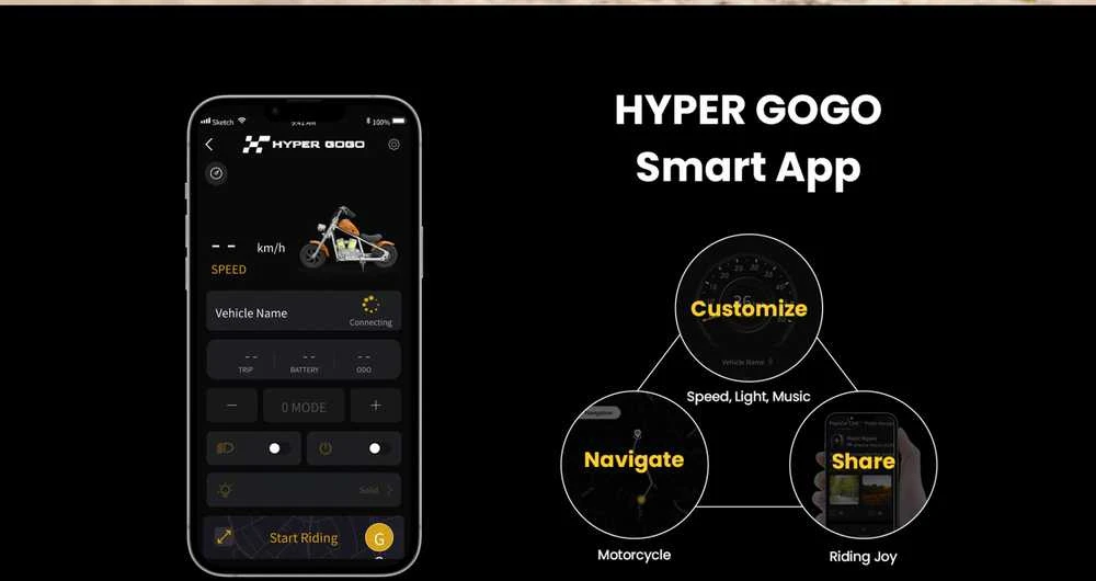 Hyper Gogo Cruiser 12 Plus Motocykl elektrinis su aplikacją - mėlyna