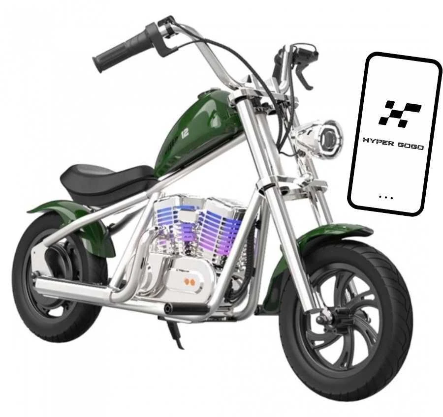Hyper Gogo Cruiser 12 Plus Elektrinis motociklas su programėle - žalias