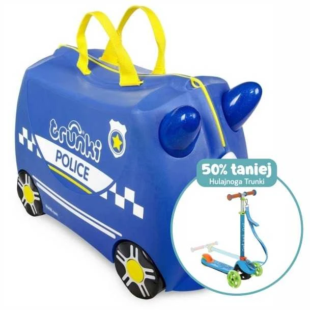 Vaikiškas lagaminas Trunki Percy Police Car, 18 l / 21x46x31 cm