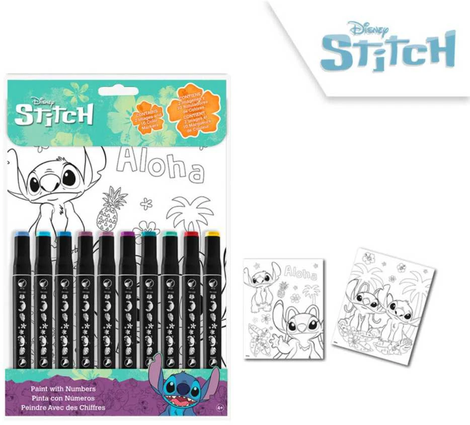 Kids Euroswan - Akcesoria licencyjne Kids Euroswan - Priedai licencyjne Tapyba skaičiais - Rinkinys spalvinimo puslapiai ir žymekliai | Lilo ir Stitch