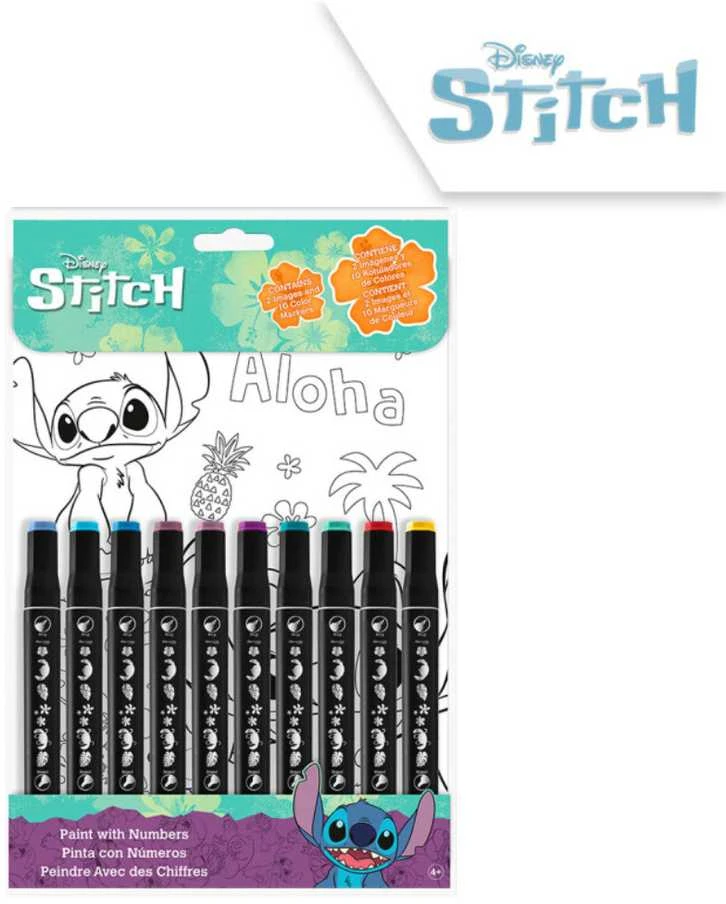 Kids Euroswan - Akcesoria licencyjne Kids Euroswan - Priedai licencyjne Tapyba skaičiais - Rinkinys spalvinimo puslapiai ir žymekliai | Lilo ir Stitch