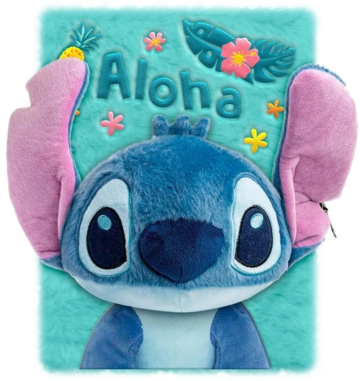 Kids Euroswan - Akcesoria licencyjne Dienoraščio užrašinė A5 3D pliušinis Lilo ir Stitch Ohana / St00117