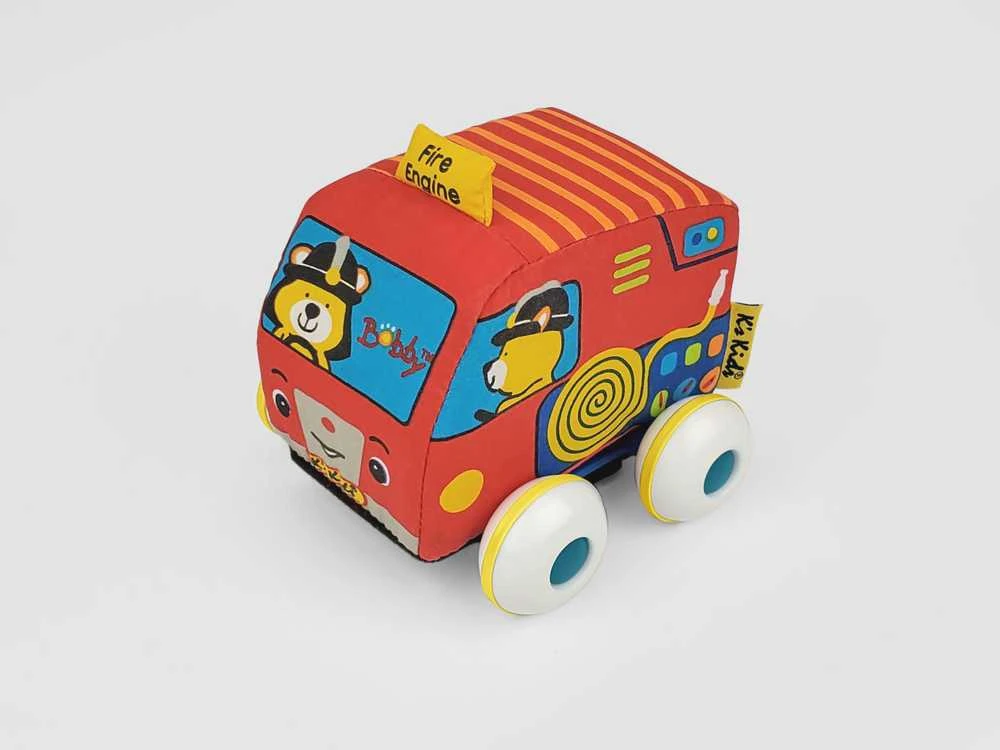 K's Kids Automobilis su traukos mechanizmu - Mokyklinis Autobusas ir Gaisrininkų Valtis