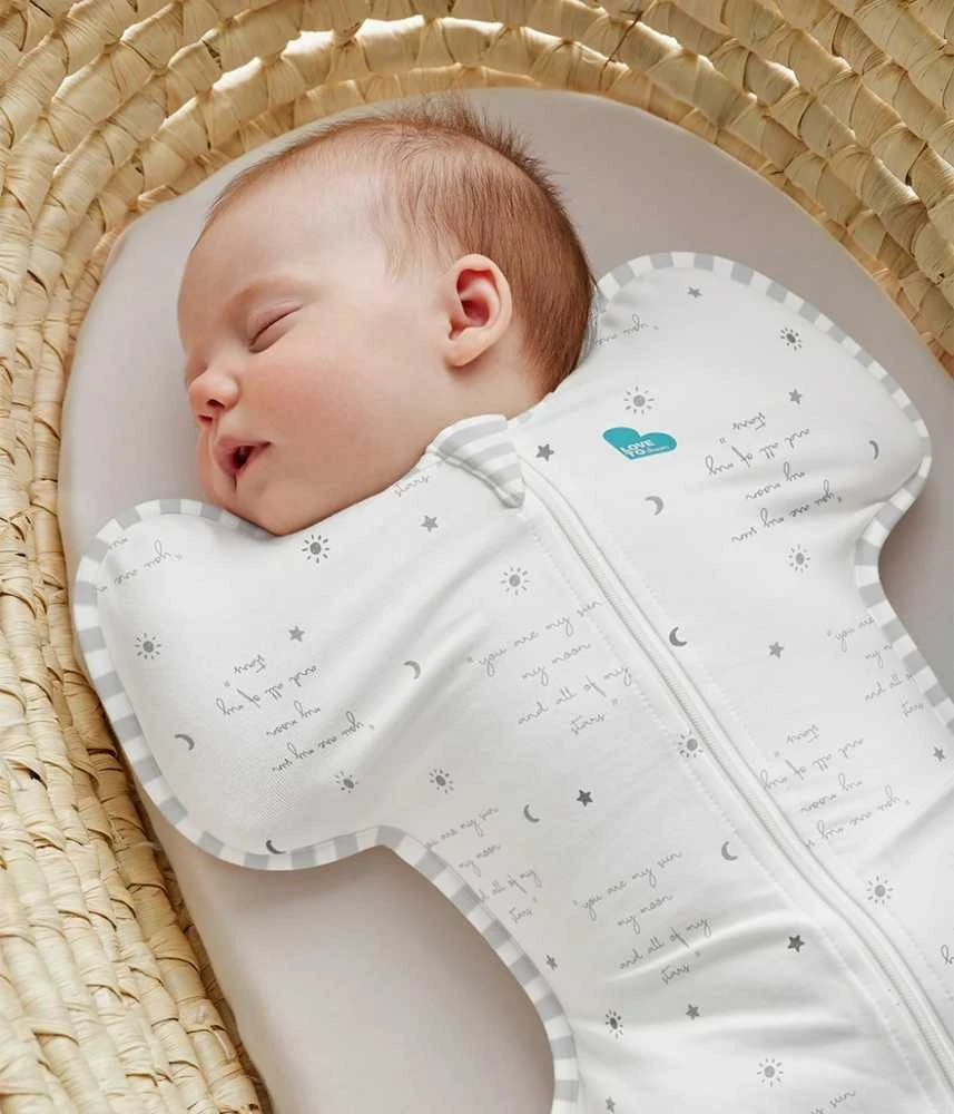 Love To Dream Vystyklas „Swaddle UP“ – XS dydis – baltas, su tarpais ir ETAP1 užrašais – originalus 0.2 TOG