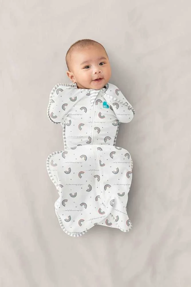 Love To Dream Swaddle UP - M dydis - baltas, vaivorykštės spalvos - 1 ŽINGSNIS - 1 TOG Original