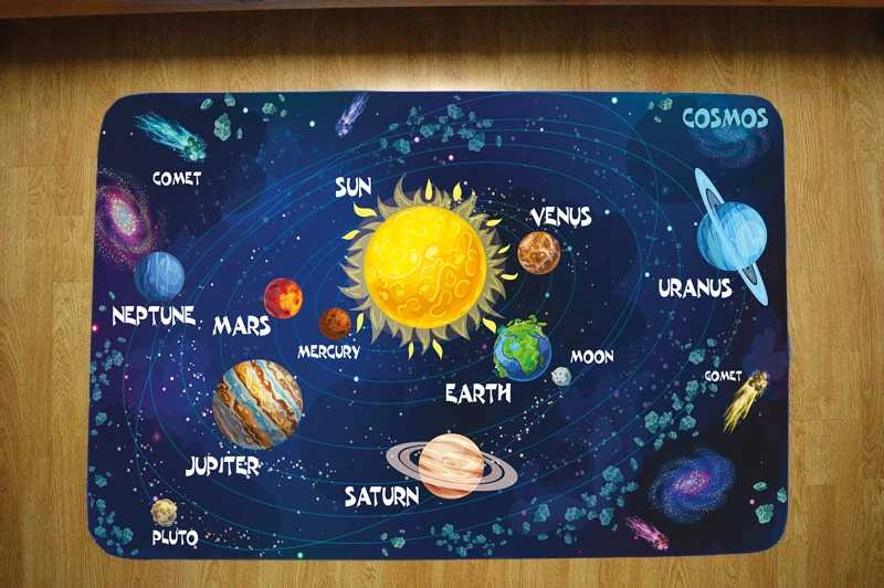 Marko Itin minkštas vaikiškas kilimas 100x150 - Kosmos - angliška versija | space collection