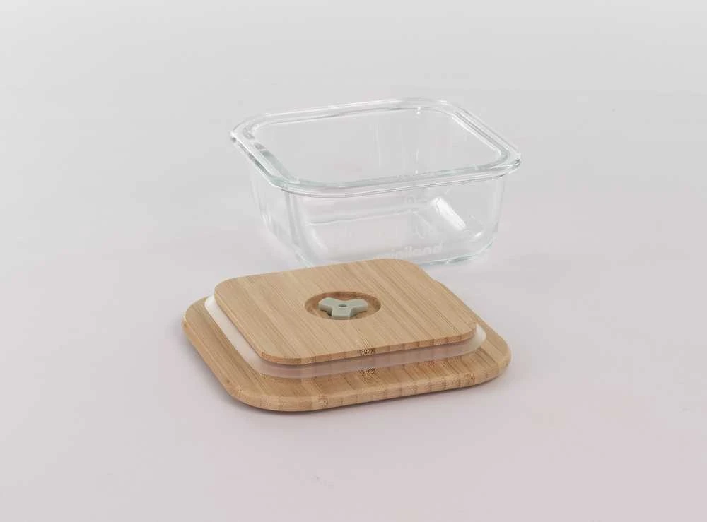 Miniland Eco Friendly Ekologiški kvadratiniai stikliniai indeliai 2 x 210 ml su izoliuotu maišeliu - Chick