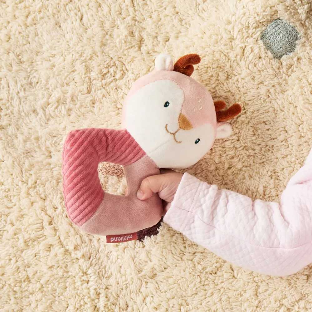 Miniland Adorable Moments Sensorinis barškutis elniukui – žavingos akimirkos