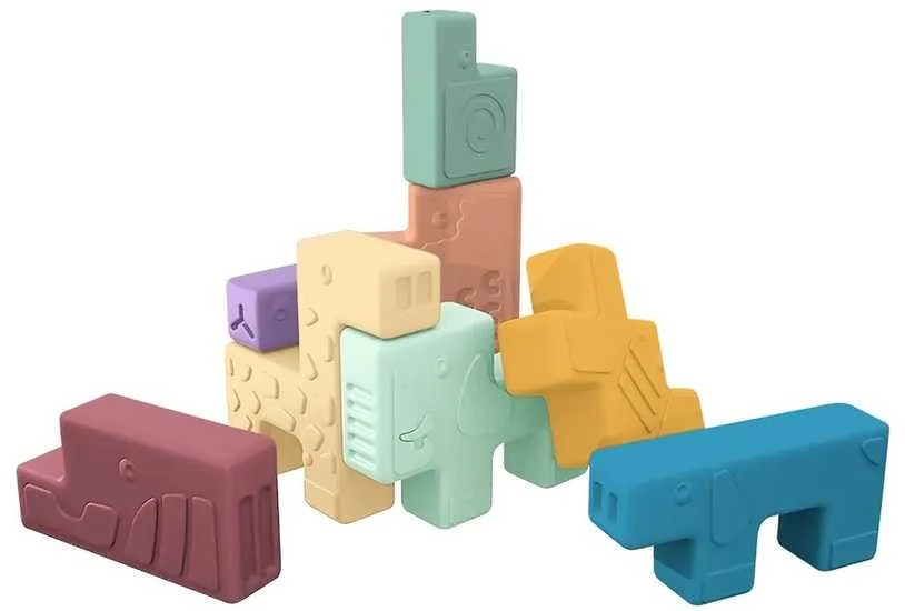Dėlionė Miniland Adorable Moments Guminiai gyvūnų kaladėlės – žavingos akimirkos
