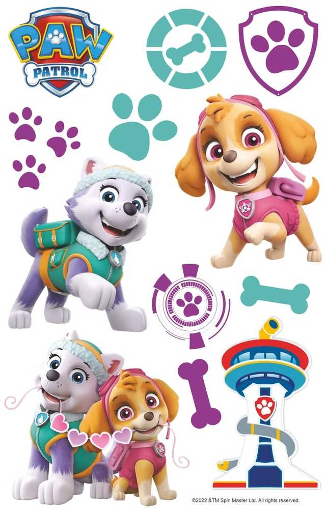 Nickelodeon Dekoracje „Paw Patrol“ sienų dekoracijos, kompozicija - Skye, Everest / VINILAS