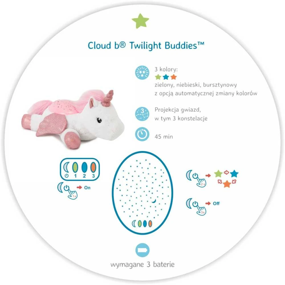 Cloud B Naktinė lempa su šviesos projekcija - „Unicorn“