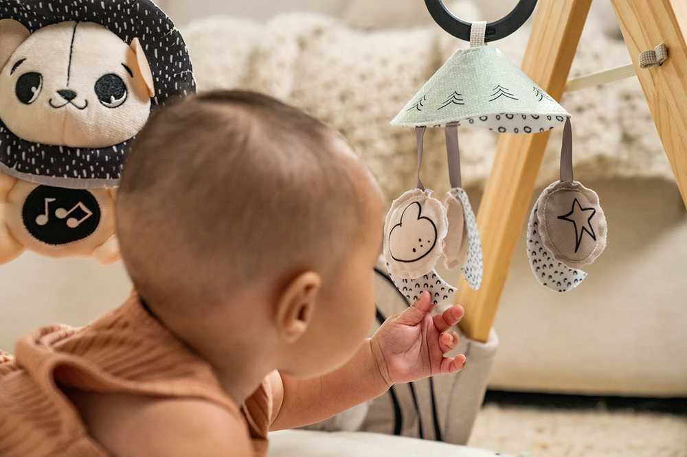 Tiny Love Decor Baby Gym Su mediniu stovu juoda-balta